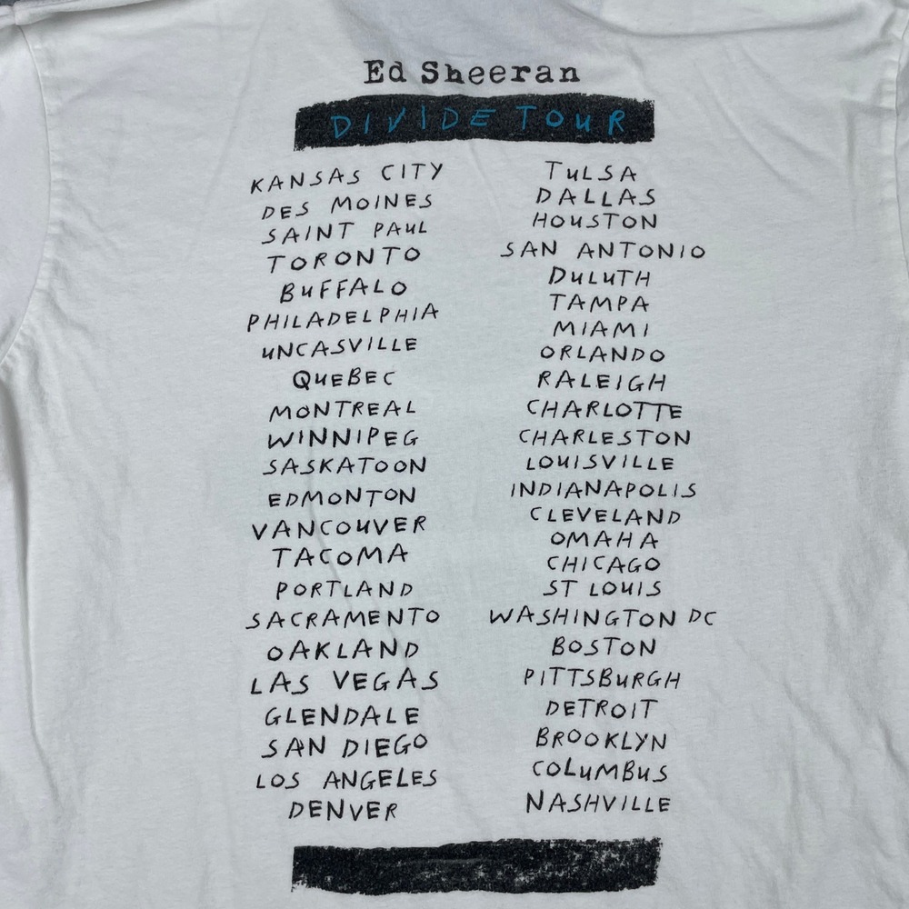Ed Sheeran T Shirt Mens M White Divide Tour 2017 North America Concert Merch - Picture 4 of 15
